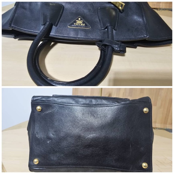 Authentic PRADA Vitello Daino Shopping Tote & Front Pocket Nero Black - Picture 10 of 15